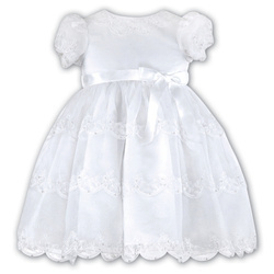 SARAH LOUISE Girls tulle and organza dress in white