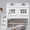 LIFETIME Kidsrooms Łóżko Mid Sleeper 128 cm z Domkiem - Lake House, białe