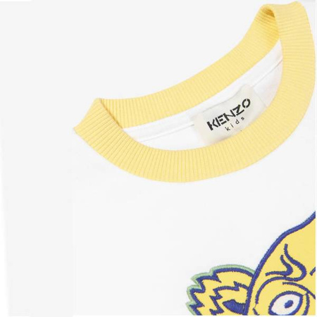 KENZO Kids T-shirt dziecięcy dla chłopca z krótkim rękawem Tiger biały