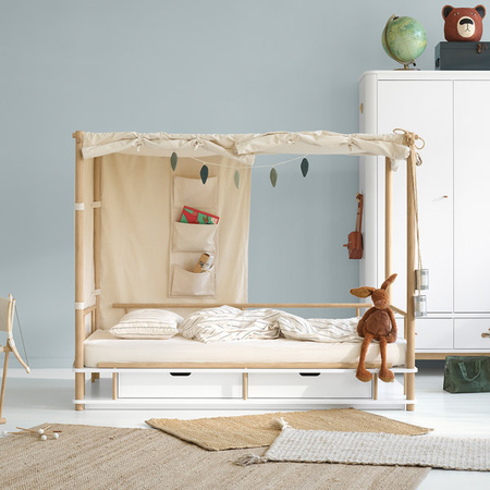 OLIVER FURNITURE CAMP Canopy bed, WHITE/OAK