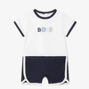 BOSS Kids Romper niemowlęcy dla chłopca granatowo-biały