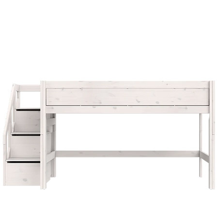 LIFETIME Kidsrooms Kid's Mid Sleeper Bed with Staircase 120x200 cm, whitewash