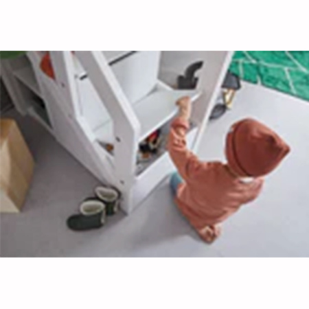LIFETIME Kidsrooms Łóżko wysokie 152 cm ze schodkami - Breeze, białe