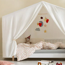 OLIVER FURNITURE Wood Original house bed tent with windows, non-transparent white