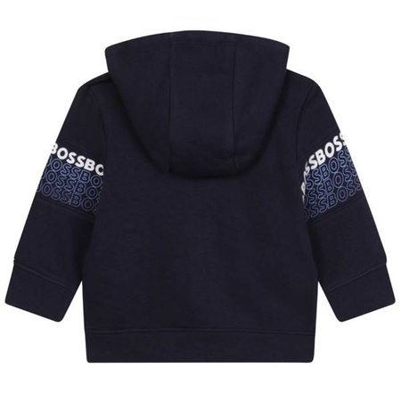 BOSS Kids Bluza dresowa dziecięca dla chłopca z kapturem granatowa