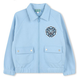 KENZO Kids Хлопчача толстовка з довгими рукавами на блискавці, синього кольору Tiger