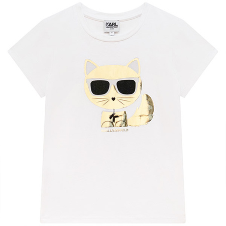 KARL LAGERFELD KIDS Girls White Choupette T-Shirt