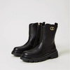 TWINSET Girls black leather boots with oval T logo