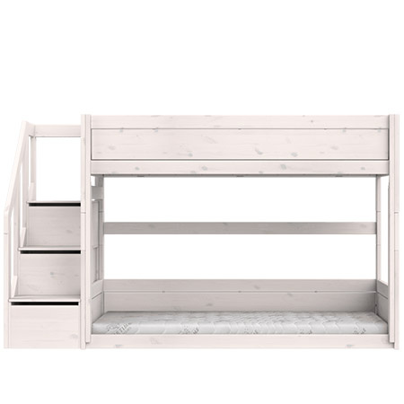 LIFETIME Kidsrooms łóżko piętrowe  90x200 cm ze schodami, whitewash