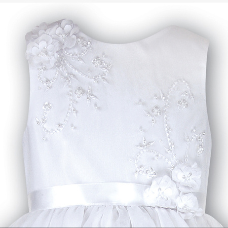 SARAH LOUISE Sukienka bez rękawów z tiulu i organy biała