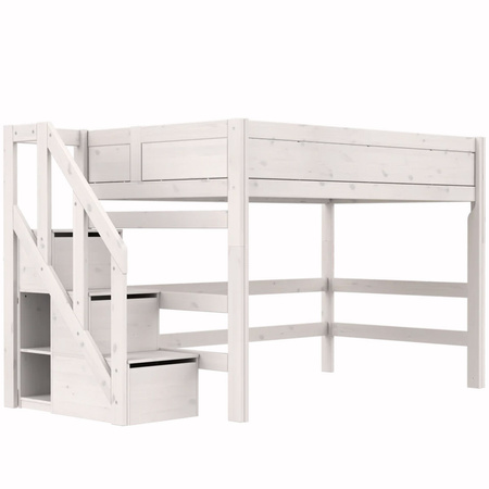 LIFETIME Kidsrooms Łóżko wysokie 152 cm ze schodkami 120x200 cm, whitewash