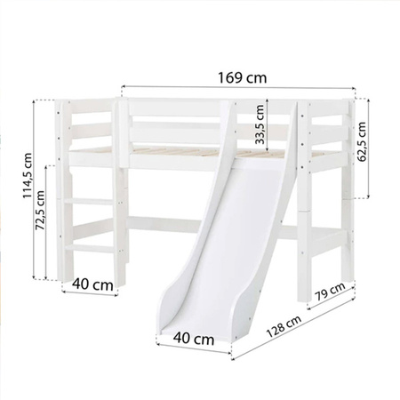 Hoppekids ECO Luxury Low bunk bed with slide and vertical ladder 70x160 cm