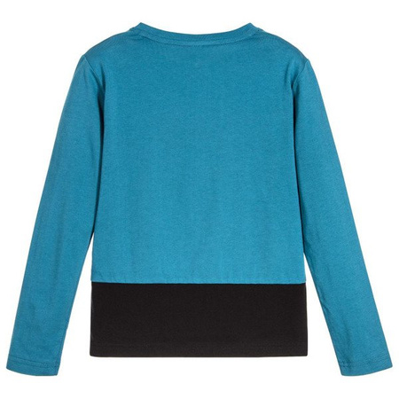 KARL LAGERFELD KIDS T-shirt chłopięcy z długim rękawem turkusowy