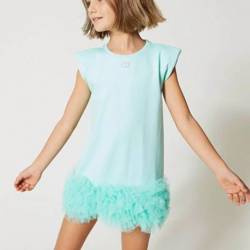 TWINSET Girls mint dress with tulle frill