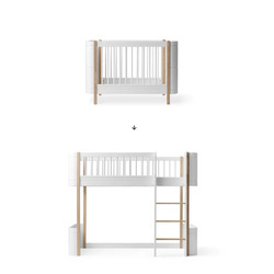 OLIVER FURNITURE Комплект для переобладнання дерев'яного розкладного ліжка MINI+ на низьке горище, білий/дуб