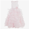 SARAH LOUISE Sukienka dla dziewczynki długa z falbanami różowa