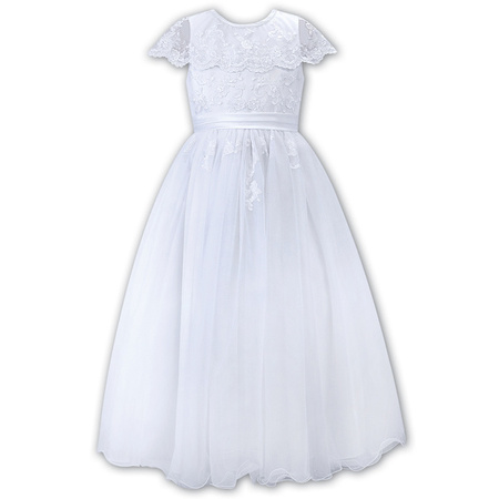 SARAH LOUISE Girls satin ceremonial dress in white