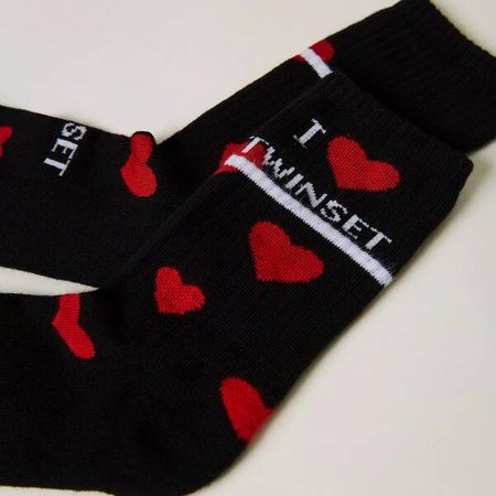 TWINSET Girls long socks with jacquard hearts