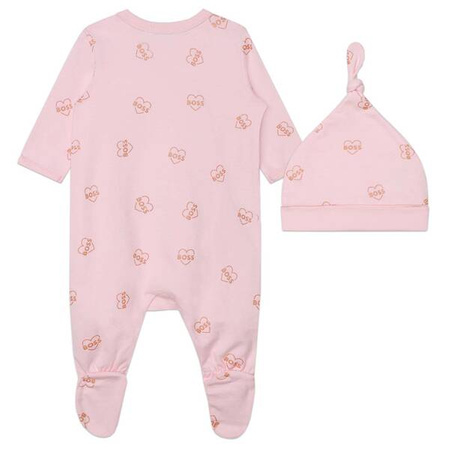 BOSS Kids Baby girls pajama and hat set pale pink