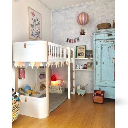  OLIVER FURNITURE Łóżko piętrowe Wood Mini + Low loft white/oak 70x160 cm