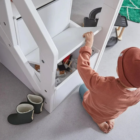 LIFETIME Kidsrooms Łóżko 90x200 cm niskie ze schodami 128 cm, białe