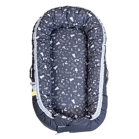 DILI BEST OZZY Otulacz do łóżeczka dziecięcego ciemno-szary z białym wzorem