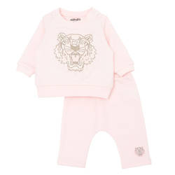 KENZO Kids Girls Light Pink Tiger Print Sweatshirt and Pants Set