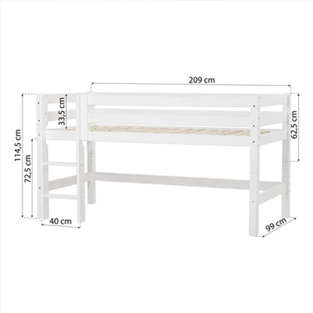 Hoppekids ECO Luxury low bunk bed with straight ladder 90x200cm