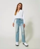 TWINSET Girls white knit cardigan with lace