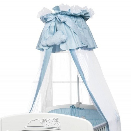 PICCI Lollipop Baldachim do łóżeczka dziecięcego biało-błękitny z kokardą