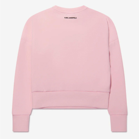 KARL LAGERFELD KIDS Bluza dziecięca różowa z aplikacją kotka