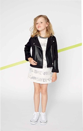 DKNY Kurtka dziewczęca z dwóch materiałów
