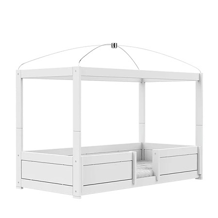 LIFETIME Kidsrooms Łóżko dziecięce 4w1 z baldachimem, białe