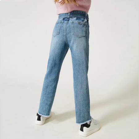 TWINSET Girls blue jeans with rhinestones