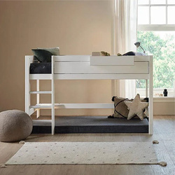 LIFETIME Kidsrooms Łóżko 90x200 cm niskie z drabinką 128 cm, białe