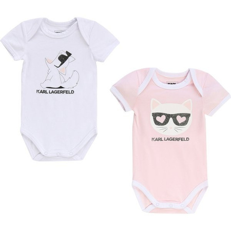 KARL LAGERFELD Kids Body niemowlęce dla dziewczynki z krótkim rękawem 2 sztuki