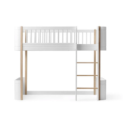 OLIVER FURNITURE OLIVER FURNITURE Łóżko piętrowe Wood Mini Low Bunk white 68x162 cm, white/oak