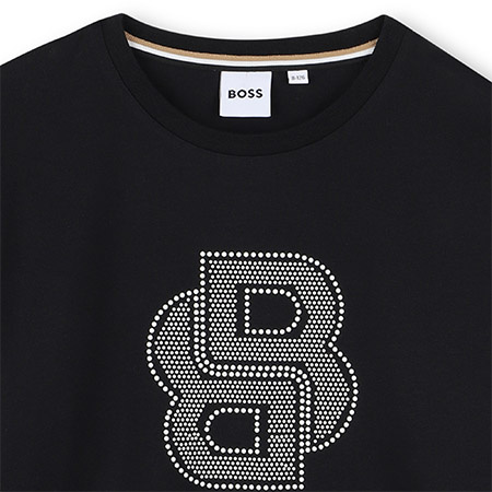 BOSS Kids T-shirt dziewczęcy z krótkim rękawem z aplikacją logo
