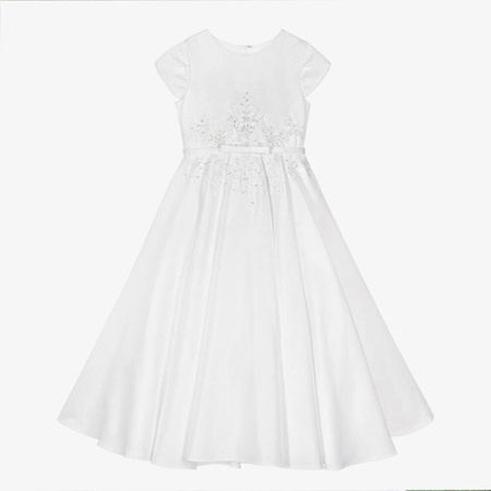 SARAH LOUISE Girls satin ceremonial dress in white