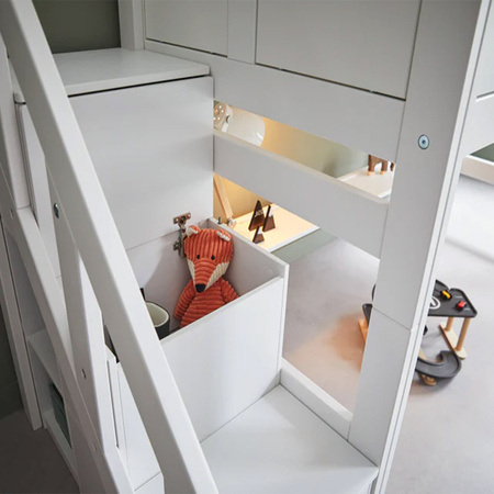 LIFETIME Kidsrooms Ліжко High Sleeper 152 см зі сходами Breeze, білий колір