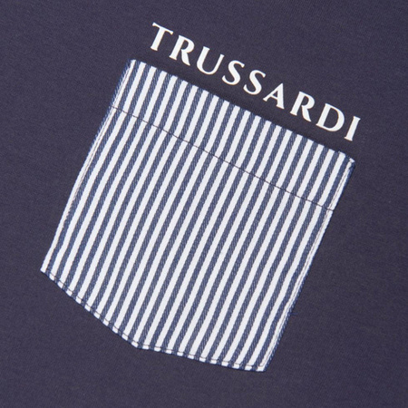 TRUSSARDI T-shirt dziecięcy dla chłopca z kieszonką granatowy