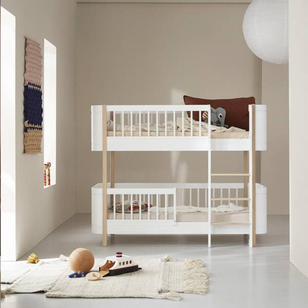  OLIVER FURNITURE Міні-ліжко з дерева, низьке, білий/дубовий колір, 70x160 см