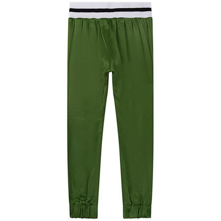 KARL LAGERFELD Kids MINI MI Spodnie dziecięce z materiału oliwkowe