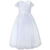 SARAH LOUISE Girls satin ceremonial dress in white