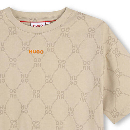HUGO Boys white cotton t-shirt with monogram print