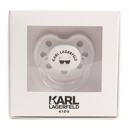 KARL LAGERFELD Kids Smoczek niemowlęcy biały z aplikacją kotka