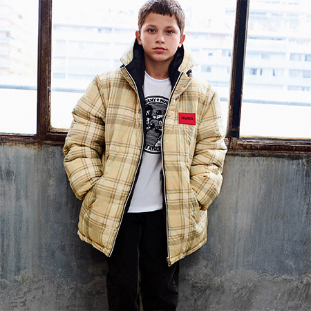 HUGO Reversible hooded coat, sand