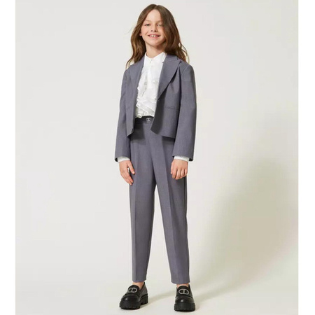 TWINSET Girls white poplin shirt with flounces