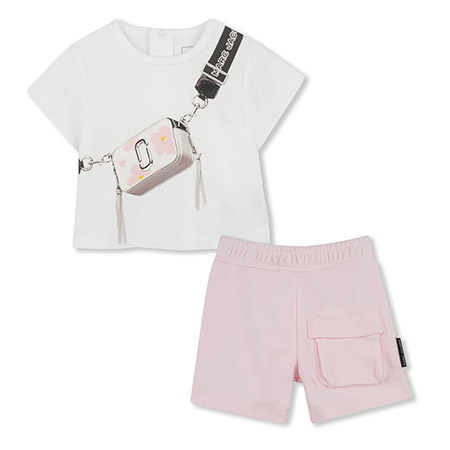 The Marc Jacobs Girls pink and white shorts set