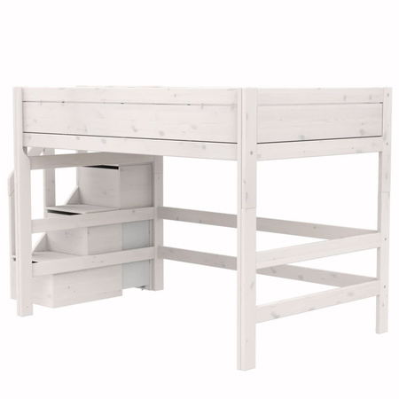 LIFETIME Kidsrooms Łóżko wysokie 152 cm ze schodkami 120x200 cm, whitewash
